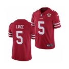 Men's San Francisco 49ers #5 Trey Lance Red 2021 75th Anniversary Vapor Untouchable Limited Stitched Football Jersey