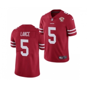 Men's San Francisco 49ers #5 Trey Lance Red 2021 75th Anniversary Vapor Untouchable Limited Stitched Football Jersey