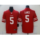 Men's San Francisco 49ers #5 Trey Lance Red Team Color 2021 Vapor Untouchable Limited Player Football Jersey