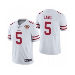 Men's San Francisco 49ers #5 Trey Lance White 2021 75th Anniversary Vapor Untouchable Limited Stitched Football Jersey