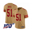 Men's San Francisco 49ers #51 Malcolm Smith Limited Gold Inverted Legend 100th Season Football Jersey