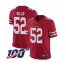 Men's San Francisco 49ers #52 Patrick Willis Red Team Color Vapor Untouchable Limited Player 100th Season Football Jersey