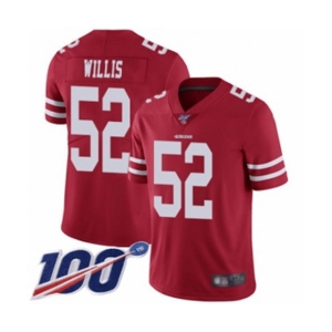 Men's San Francisco 49ers #52 Patrick Willis Red Team Color Vapor Untouchable Limited Player 100th Season Football Jersey
