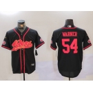 Men's San Francisco 49ers #54 Fred Warner Black With Patch Cool Base Stitched Baseball Jersey