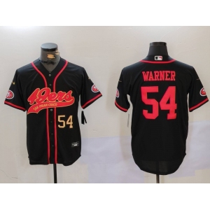 Men's San Francisco 49ers #54 Fred Warner Black With Patch Cool Base Stitched Baseball Jerseys