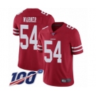 Men's San Francisco 49ers #54 Fred Warner Red Team Color Vapor Untouchable Limited Player 100th Season Football Jersey