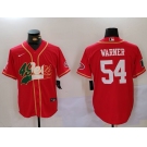 Men's San Francisco 49ers #54 Fred Warner Red With Patch Cool Base Stitched Baseball Jersey