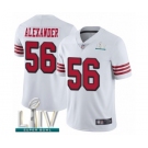 Men's San Francisco 49ers #56 Kwon Alexander Limited White Rush Vapor Untouchable Super Bowl LIV Bound Football Jersey