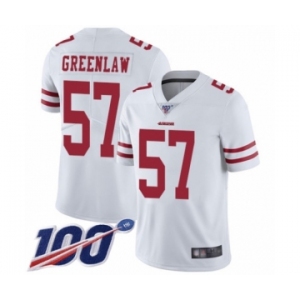 Men's San Francisco 49ers #57 Dre Greenlaw White Vapor Untouchable Limited Player 100th Season Football Jersey