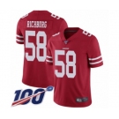 Men's San Francisco 49ers #58 Weston Richburg Red Team Color Vapor Untouchable Limited Player 100th Season Football Jersey