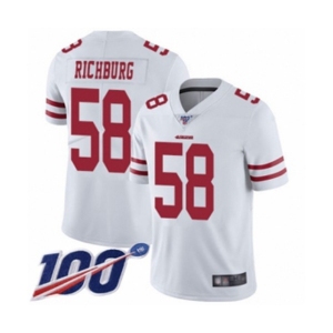 Men's San Francisco 49ers #58 Weston Richburg White Vapor Untouchable Limited Player 100th Season Football Jersey