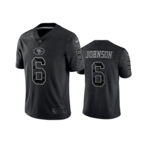 Men's San Francisco 49ers #6 Marcus Johnson Black Reflective Limited Stitched Football Jersey