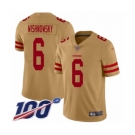 Men's San Francisco 49ers #6 Mitch Wishnowsky Limited Gold Inverted Legend 100th Season Football Jersey