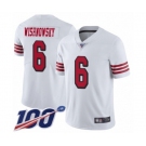 Men's San Francisco 49ers #6 Mitch Wishnowsky Limited White Rush Vapor Untouchable 100th Season Football Jersey