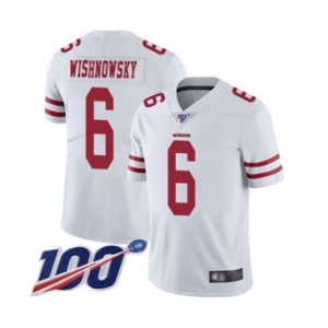 Men's San Francisco 49ers #6 Mitch Wishnowsky White Vapor Untouchable Limited Player 100th Season Football Jersey