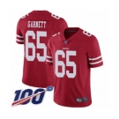 Men's San Francisco 49ers #65 Joshua Garnett Red Team Color Vapor Untouchable Limited Player 100th Season Football Jersey