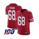 Men's San Francisco 49ers #68 Mike Person Red Team Color Vapor Untouchable Limited Player 100th Season Football Jersey