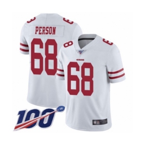 Men's San Francisco 49ers #68 Mike Person White Vapor Untouchable Limited Player 100th Season Football Jersey
