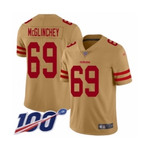 Men's San Francisco 49ers #69 Mike McGlinchey Limited Gold Inverted Legend 100th Season Football Jersey