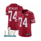 Men's San Francisco 49ers #74 Joe Staley Red Team Color Vapor Untouchable Limited Player Super Bowl LIV Bound Football Jersey