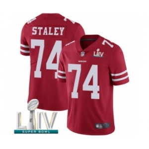 Men's San Francisco 49ers #74 Joe Staley Red Team Color Vapor Untouchable Limited Player Super Bowl LIV Bound Football Jersey