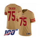 Men's San Francisco 49ers #75 Laken Tomlinson Limited Gold Inverted Legend 100th Season Football Jersey