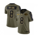 Men's San Francisco 49ers #8 Steve Young 2021 Olive Camo Salute To Service Golden Limited Stitched Football Jersey