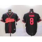 Men's San Francisco 49ers #8 Steve Young Black With Patch Cool Base Stitched Baseball Jerseys