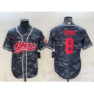 Men's San Francisco 49ers #8 Steve Young Grey Camo With Patch Cool Base Stitched Baseball Jersey