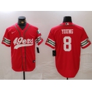 Men's San Francisco 49ers #8 Steve Young Red Mexico Cool Base Stitched Baseball Jersey