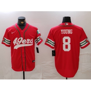 Men's San Francisco 49ers #8 Steve Young Red Mexico Cool Base Stitched Baseball Jersey