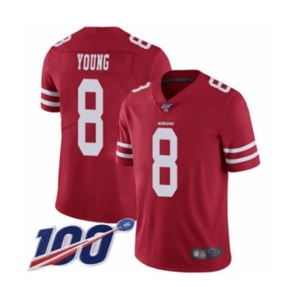 Men's San Francisco 49ers #8 Steve Young Red Team Color Vapor Untouchable Limited Player 100th Season Football Jersey