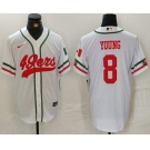 Men's San Francisco 49ers #8 Steve Young White Mexico Cool Base Stitched Baseball Jersey