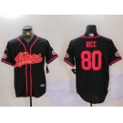 Men's San Francisco 49ers #80 Jerry Rice Black With Patch Cool Base Stitched Baseball Jersey