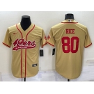 Men's San Francisco 49ers #80 Jerry Rice Gold Stitched Cool Base Nike Baseball Jersey