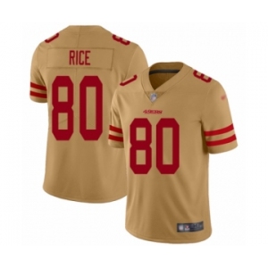 Men's San Francisco 49ers #80 Jerry Rice Limited Gold Inverted Legend Football Jersey