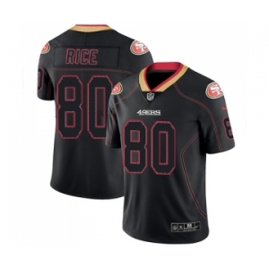 Men's San Francisco 49ers #80 Jerry Rice Limited Lights Out Black Rush Football Jersey