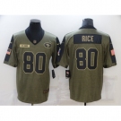 Men's San Francisco 49ers #80 Jerry Rice Nike Olive 2021 Salute To Service Limited Player Jersey