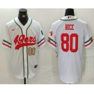 Men's San Francisco 49ers #80 Jerry Rice Number White Mexico Cool Base Stitched Baseball Jersey