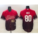 Men's San Francisco 49ers #80 Jerry Rice Red Black With Patch Cool Base Stitched Baseball Jerseys