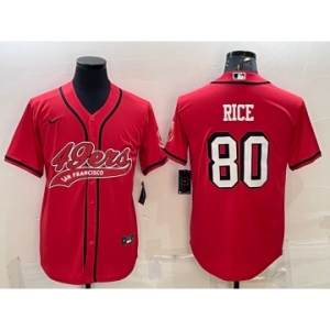 Men's San Francisco 49ers #80 Jerry Rice Red Color Rush With Patch Cool Base Stitched Baseball Jersey