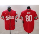 Men's San Francisco 49ers #80 Jerry Rice Red Mexico Cool Base Stitched Baseball Jersey