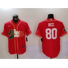 Men's San Francisco 49ers #80 Jerry Rice Red With Patch Cool Base Stitched Baseball Jerseys