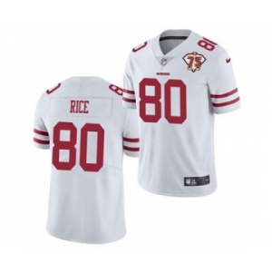 Men's San Francisco 49ers #80 Jerry Rice White 2021 75th Anniversary Vapor Untouchable Limited Stitched Football Jersey