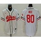 Men's San Francisco 49ers #80 Jerry Rice White Mexico Cool Base Stitched Baseball Jersey