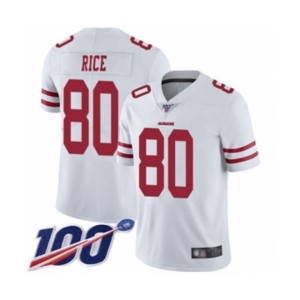 Men's San Francisco 49ers #80 Jerry Rice White Vapor Untouchable Limited Player 100th Season Football Jersey