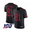 Men's San Francisco 49ers #81 Jordan Matthews Black Vapor Untouchable Limited Player 100th Season Football Jersey