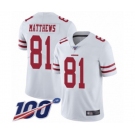 Men's San Francisco 49ers #81 Jordan Matthews White Vapor Untouchable Limited Player 100th Season Football Jersey