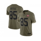 Men's San Francisco 49ers #85 George Kittle 2022 Olive Salute To Service Limited Stitched Jersey