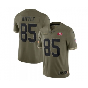 Men's San Francisco 49ers #85 George Kittle 2022 Olive Salute To Service Limited Stitched Jersey